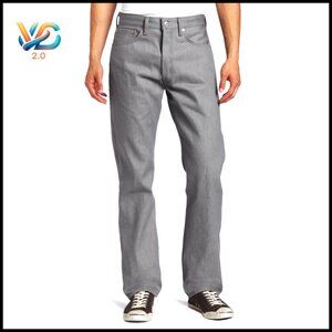 Classic Straight Leg Jeans Regular Fit Shrink-to-Fit Denim Retro Style